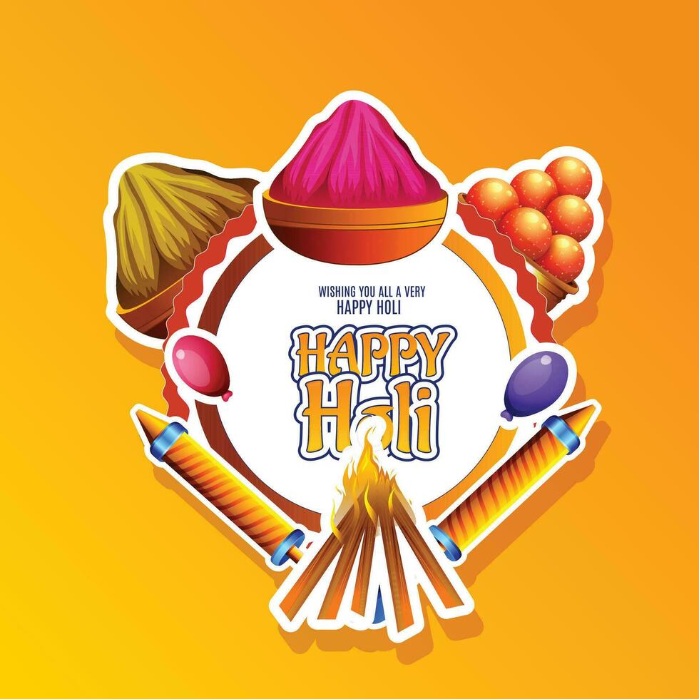 Happy Holi Festival Of Colors Illustration Of Colorful Gulal For Holi, In Hindi Holi Hain Meaning Its Holi vector