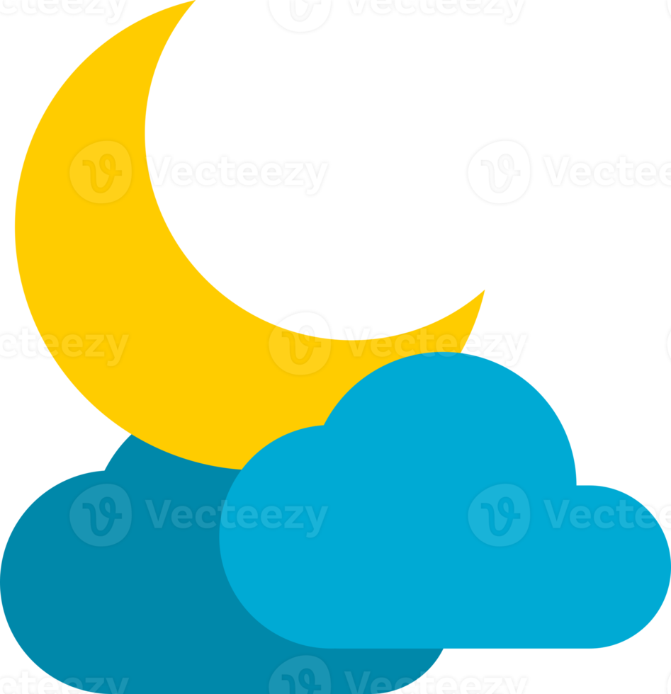 Crescent moon with cloud icon png