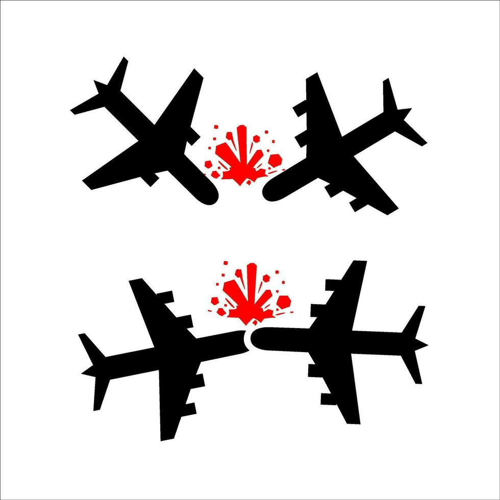 Vector Plane crash accident silhouette illustration icon