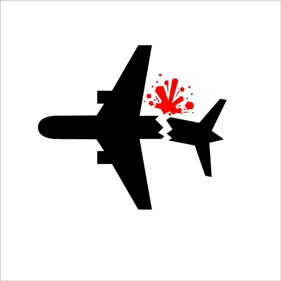 Vector Plane crash accident silhouette illustration icon