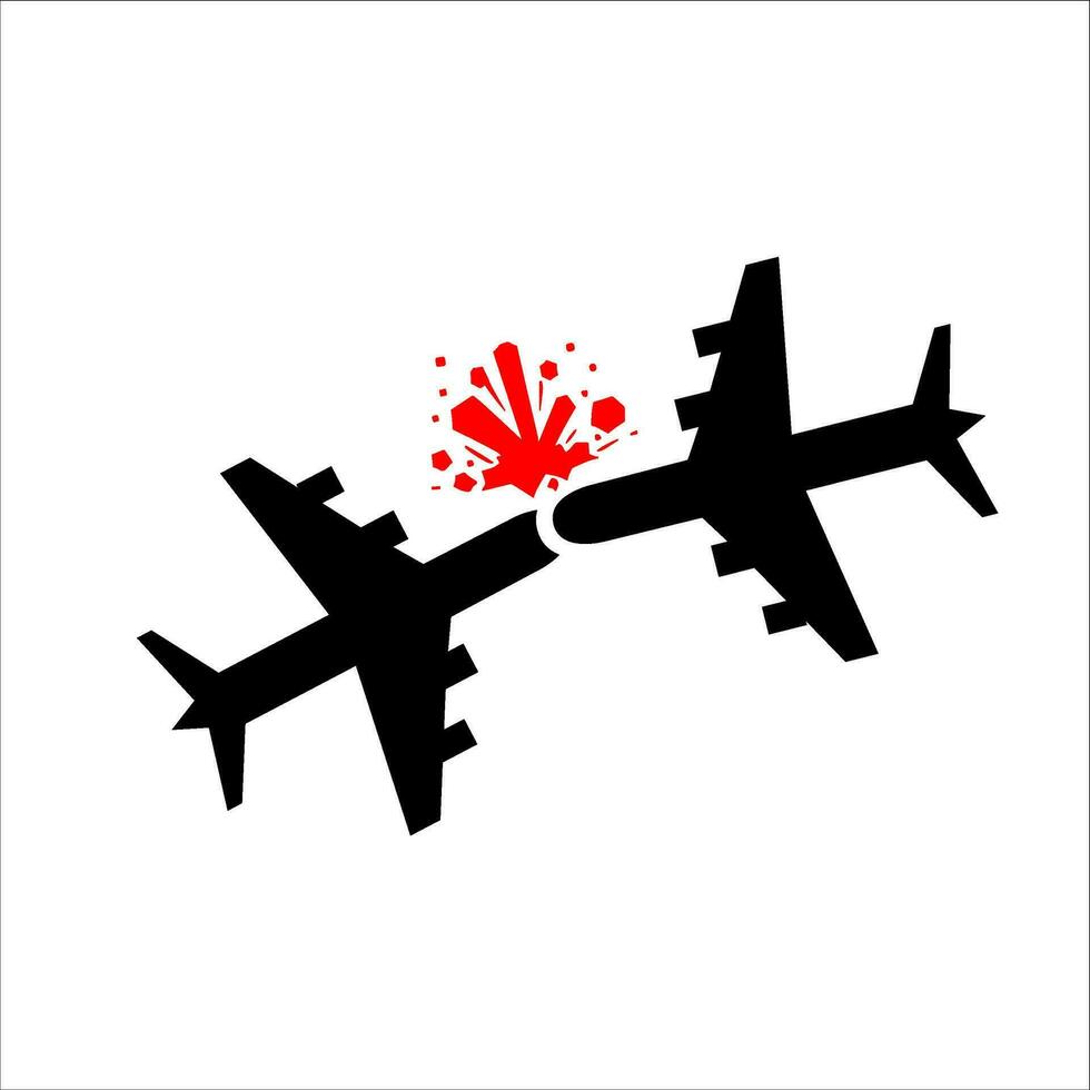 Vector Plane crash accident silhouette illustration icon