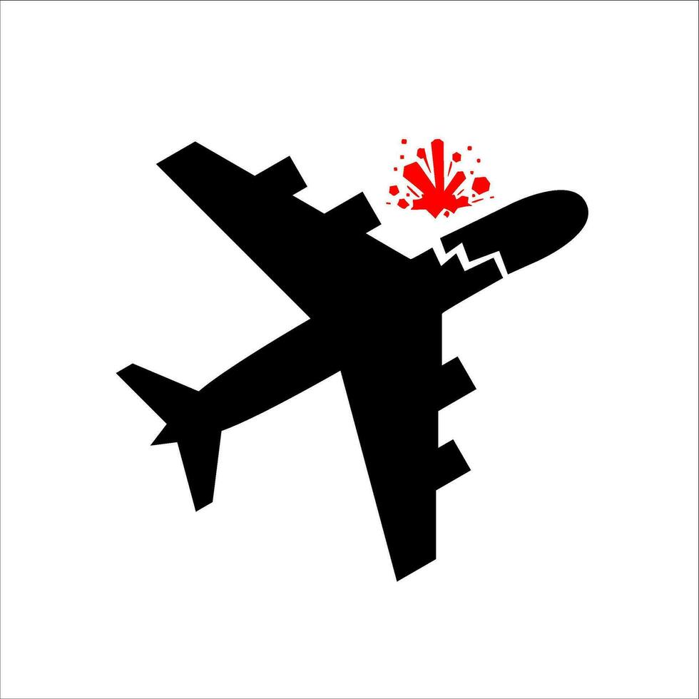Vector Plane crash accident silhouette illustration icon