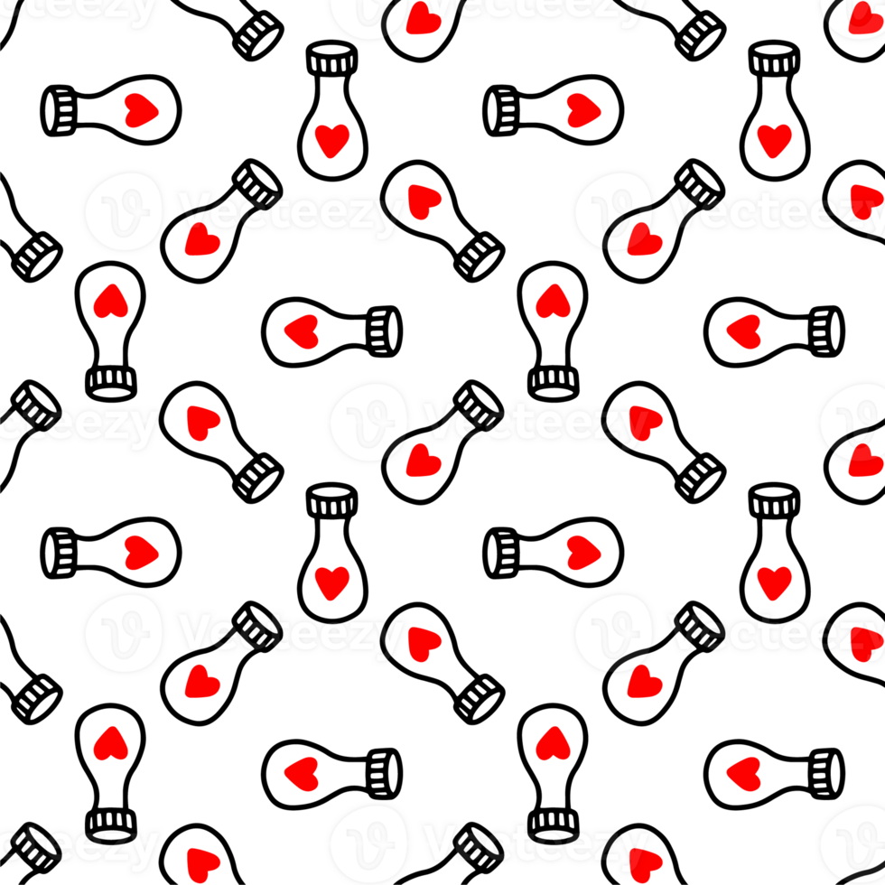 Seamless pattern with love potion bottle. png