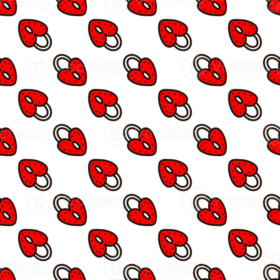 Seamless pattern with red heart-shaped lock png