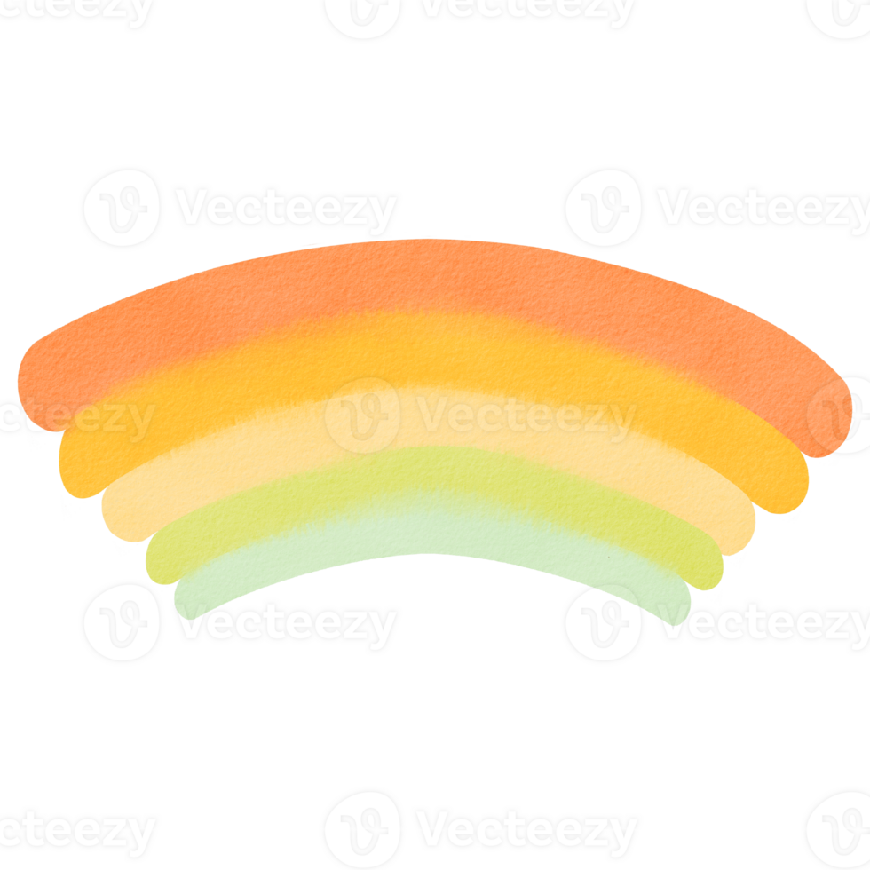 watercolor. a rainbow in pastel hues, in a cartoon style. for diverse creative projects. used in children's illustrations, greeting cards, or cheerful designs, rainbow adds a splash of color png