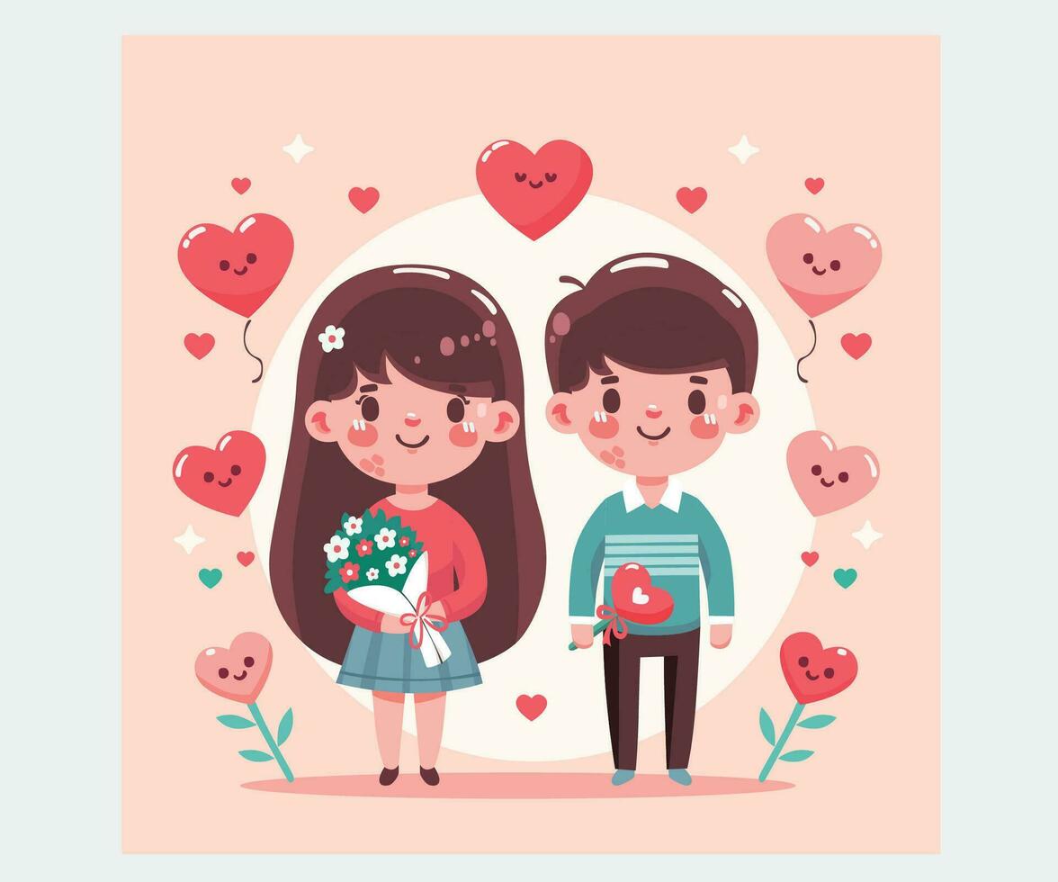 Vector Flat Valentine's Day Background Illustration