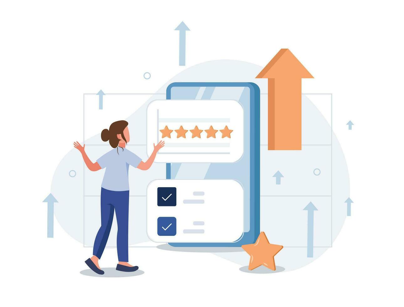Customer satisfaction. Feedback. Rating on customer service illustration. Website rating feedback and review concept. Flat vector