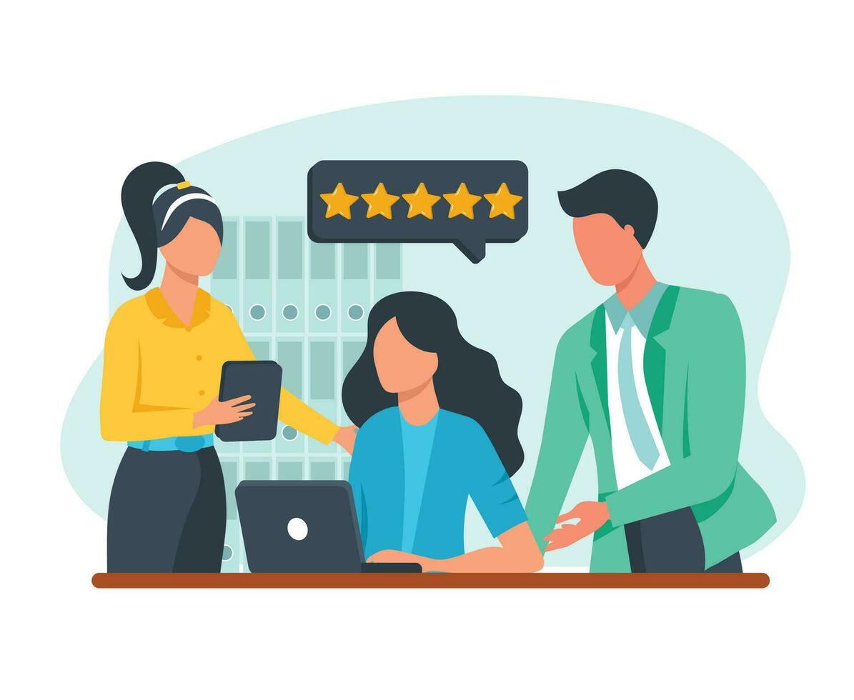Customer satisfaction. Feedback. Rating on customer service illustration. Website rating feedback and review concept. Flat vector illustration