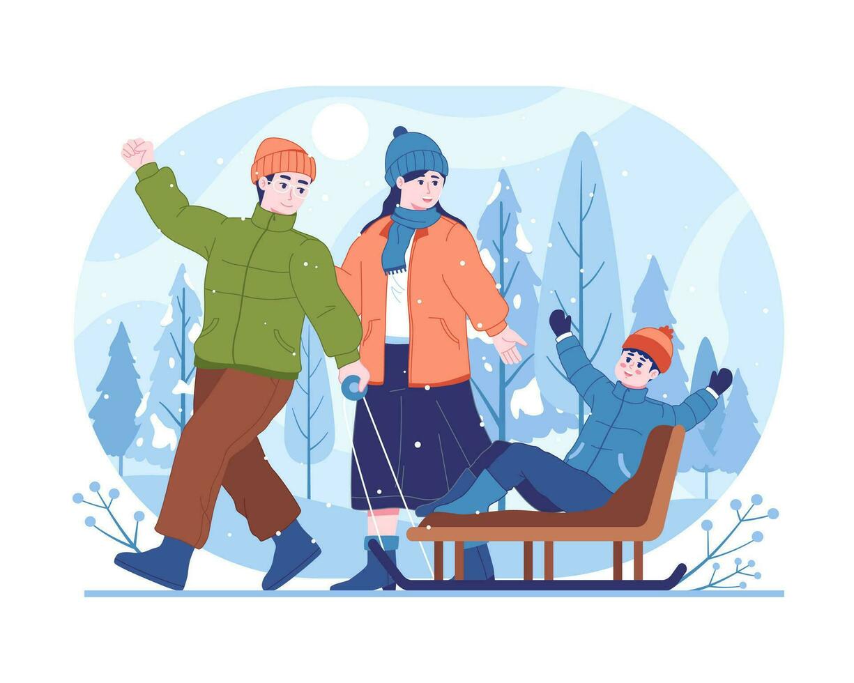 Enjoying the winter holidays vector