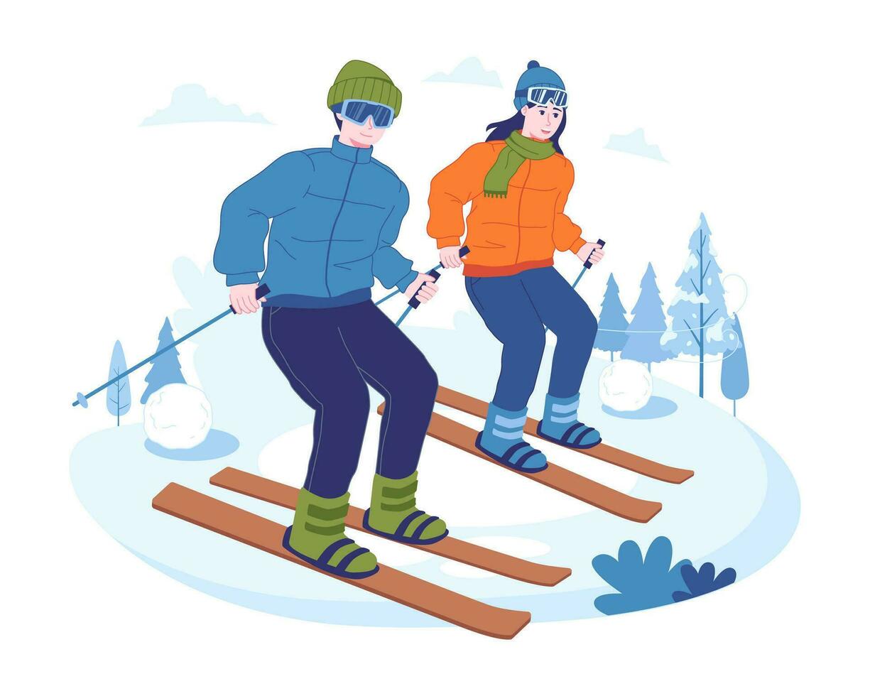 People enjoy winter sports vector