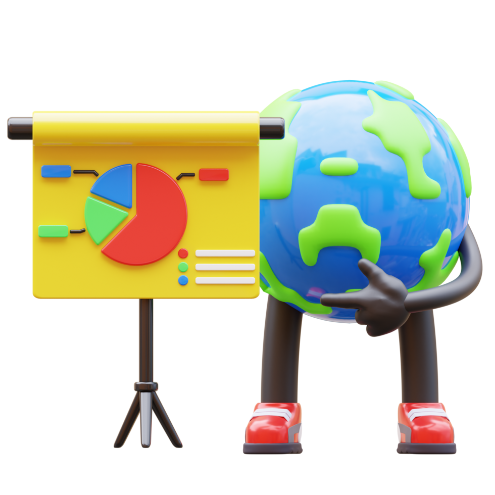 Earth character is making a presentation png