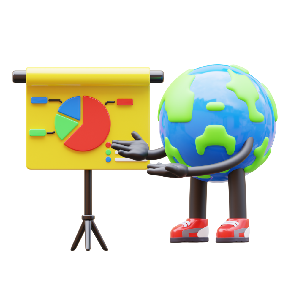 Earth character is making a presentation png