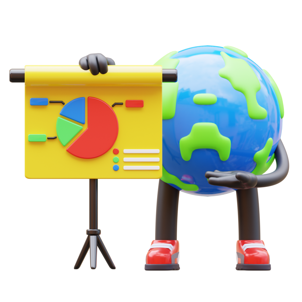 Earth character is making a presentation png