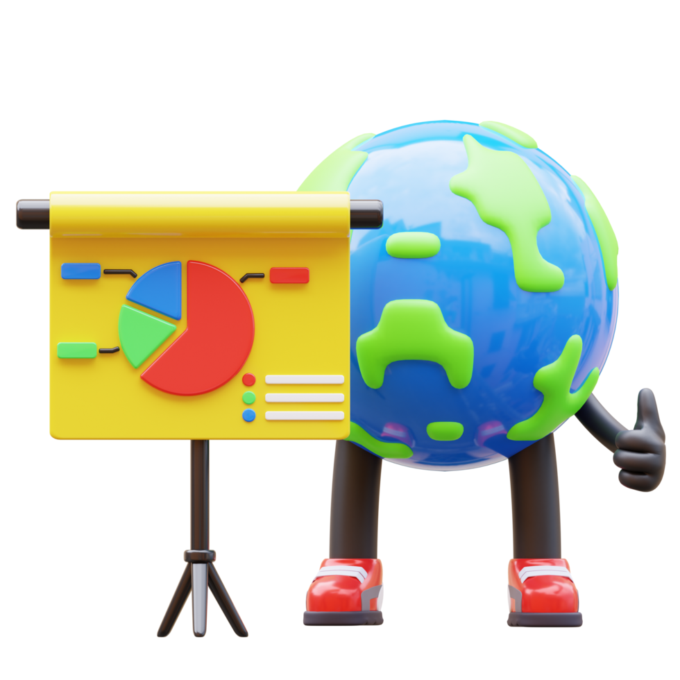 Earth character is making a presentation png