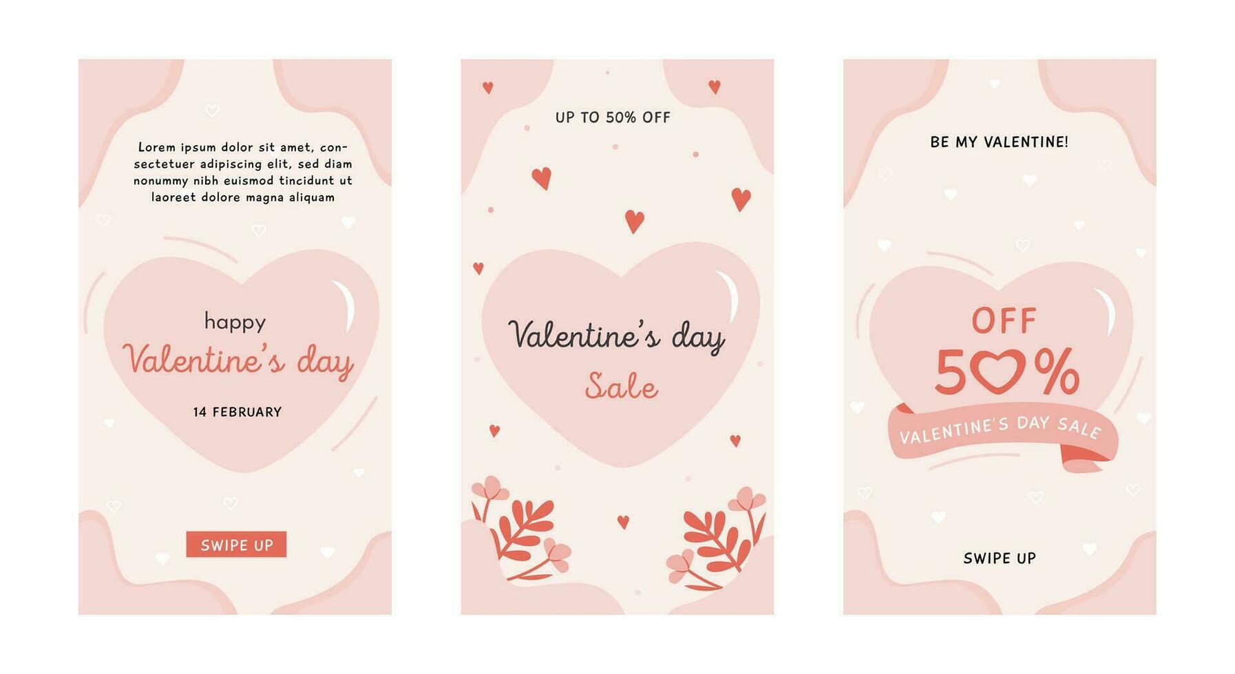 contento San Valentín día vertical tarjetas de moda resumen Arte plantillas, pancartas, carteles, cubrir diseño plantillas, social medios de comunicación cuentos fondos de pantalla vector conjunto de san valentin día rebaja resumen antecedentes.