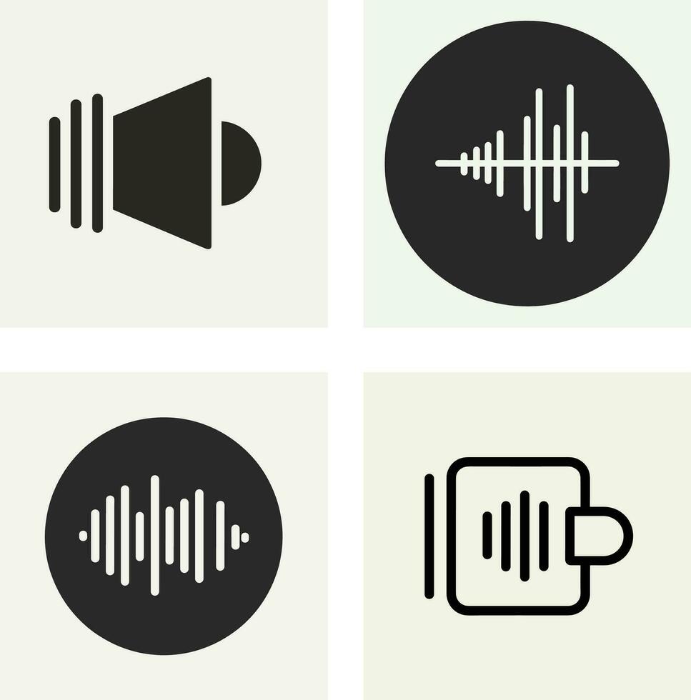 four different sound icons, including a microphone, speaker and a microphone vector