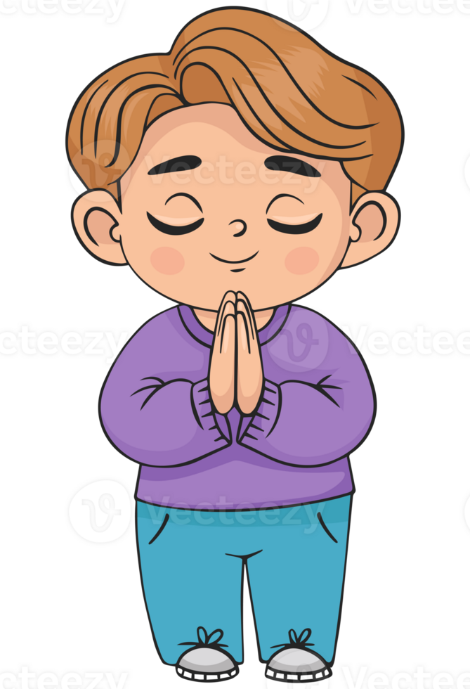Praying boy with hands in prayer png
