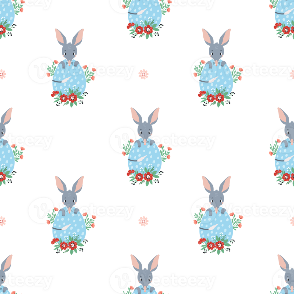 Seamless pattern Cute Easter bilby with egg png
