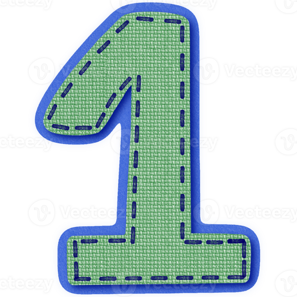 Fabric Alphabet Letter Number 1 png