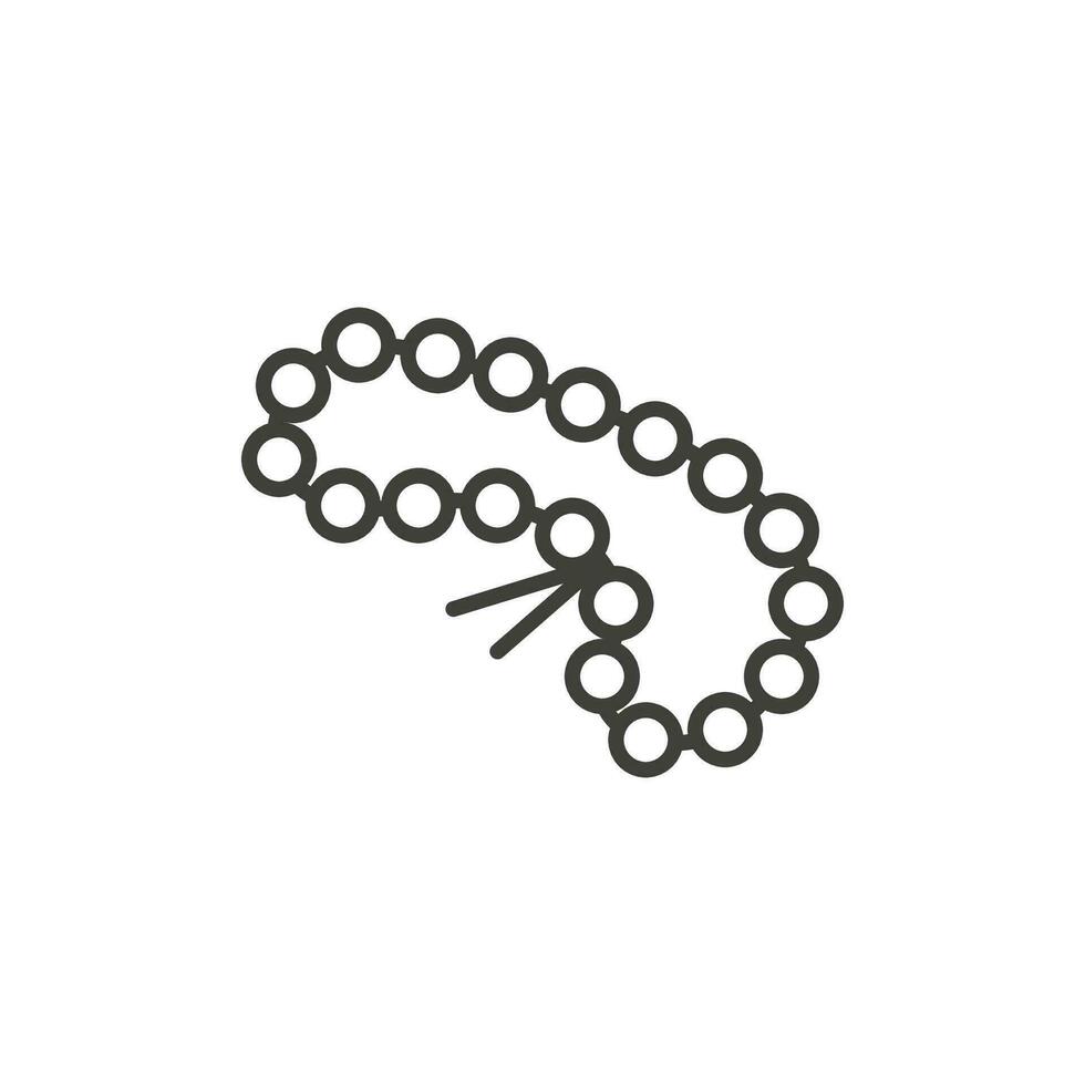 WebHoly rosary or buddhist mala. Linear prayer beads outline vector icon. Black simple illustration of religious accessory with tassel. Attribute of Christianity, Islam, Hindu and Buddhism.