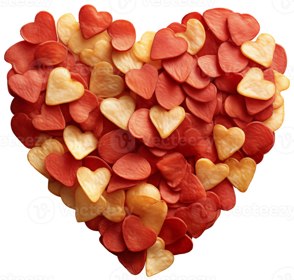 AI generated Chips Hearts of different shapes, Valentine's day on a transparent background png