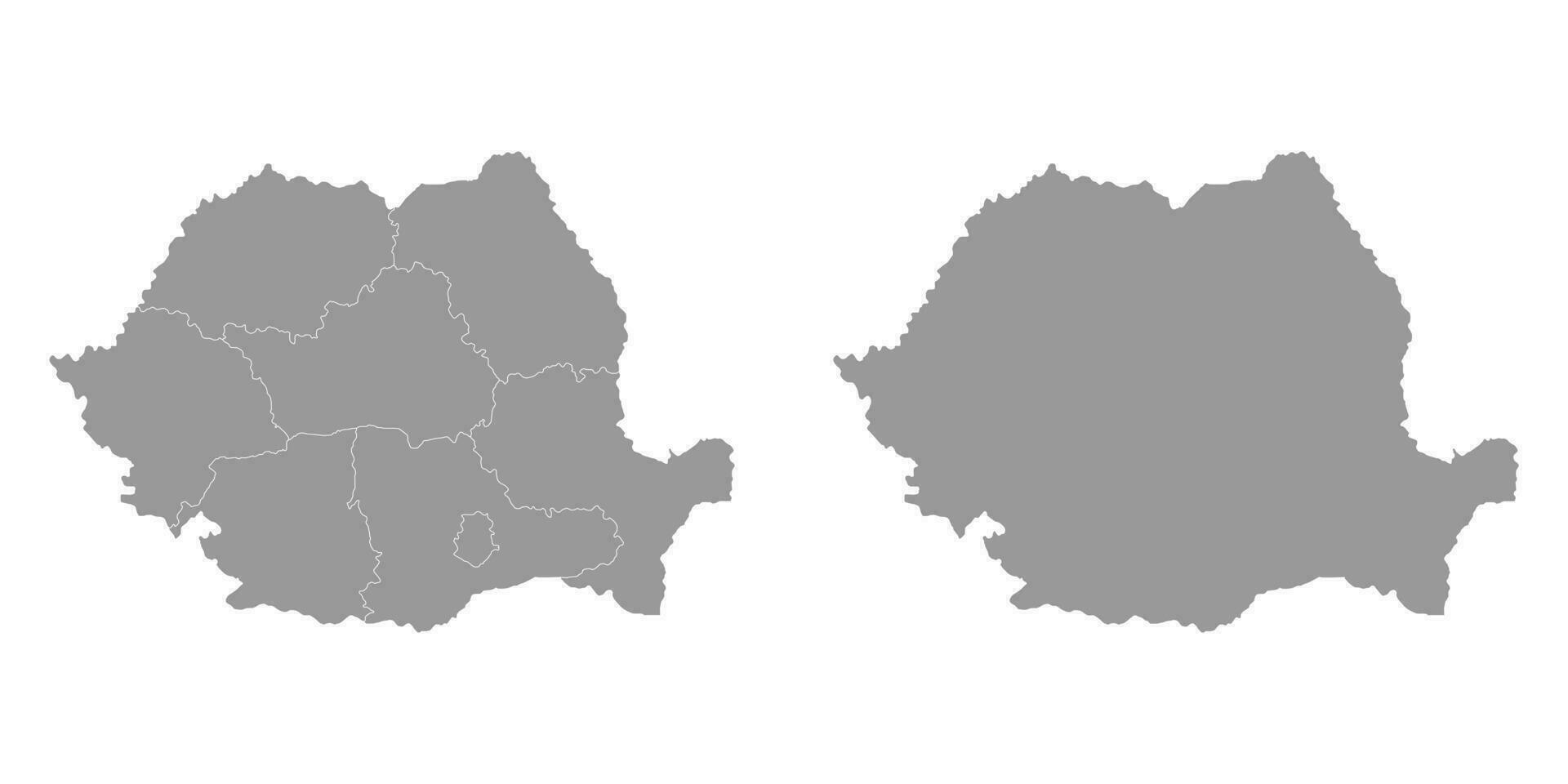 Romania gray map with regions. Vector illustration.