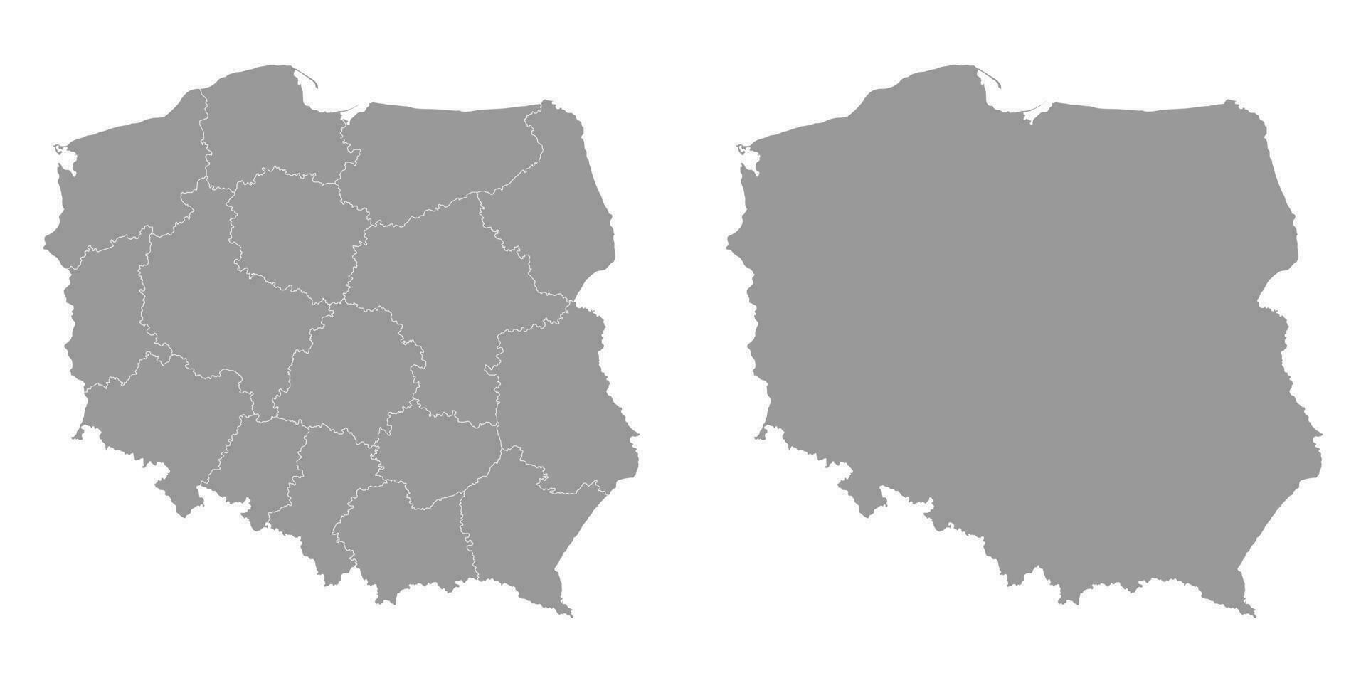 Polonia gris mapa con provincias vector ilustración.