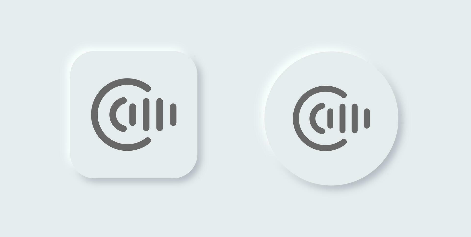 Recording line icon in neomorphic design style. Audio signs vector illustration.
