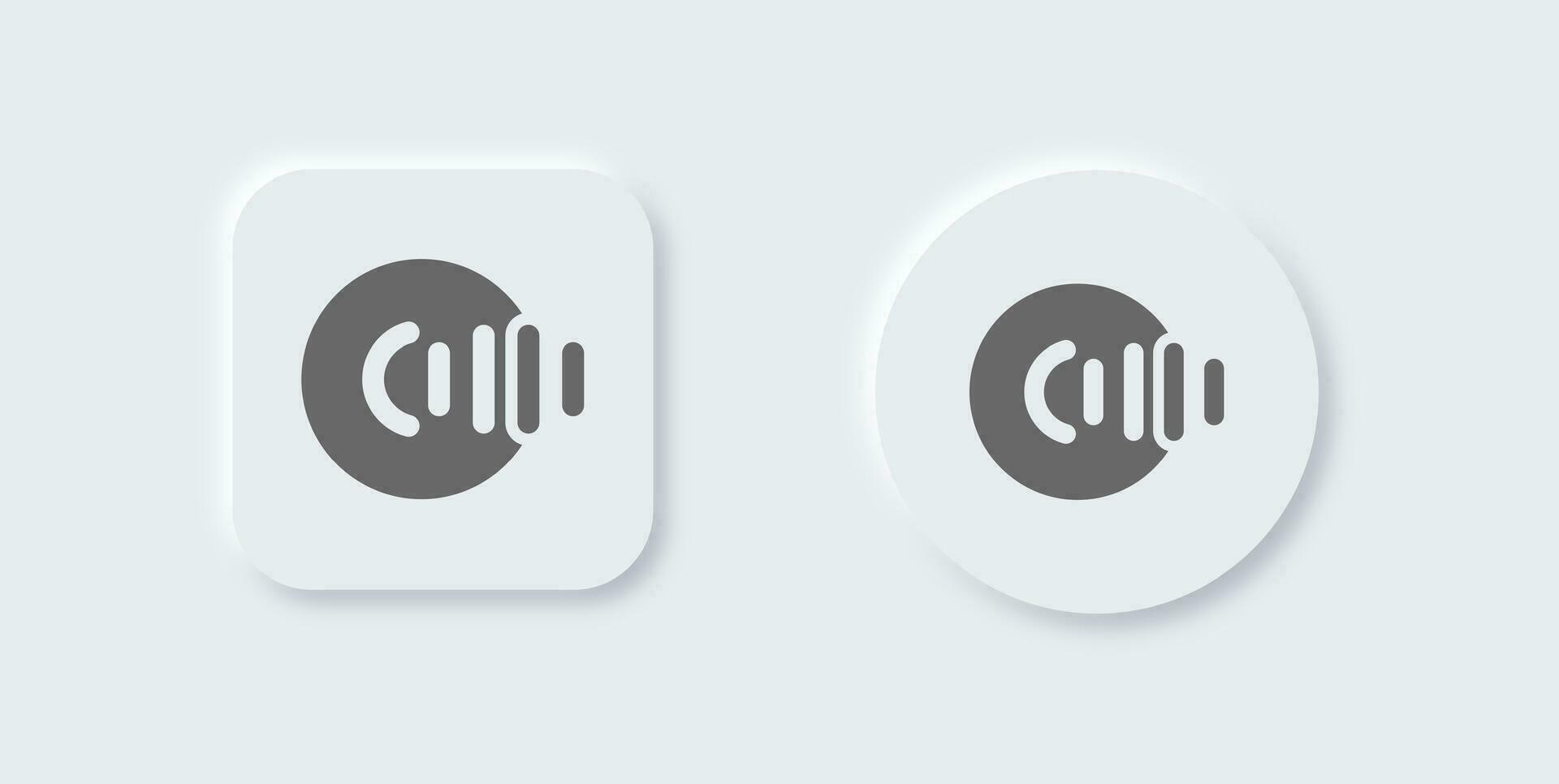 grabación sólido icono en neomórfico diseño estilo. audio señales vector ilustración.