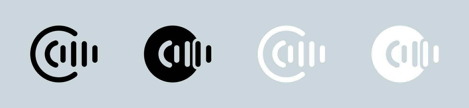 Recording icon set in black and white. Audio signs vector illustration.
