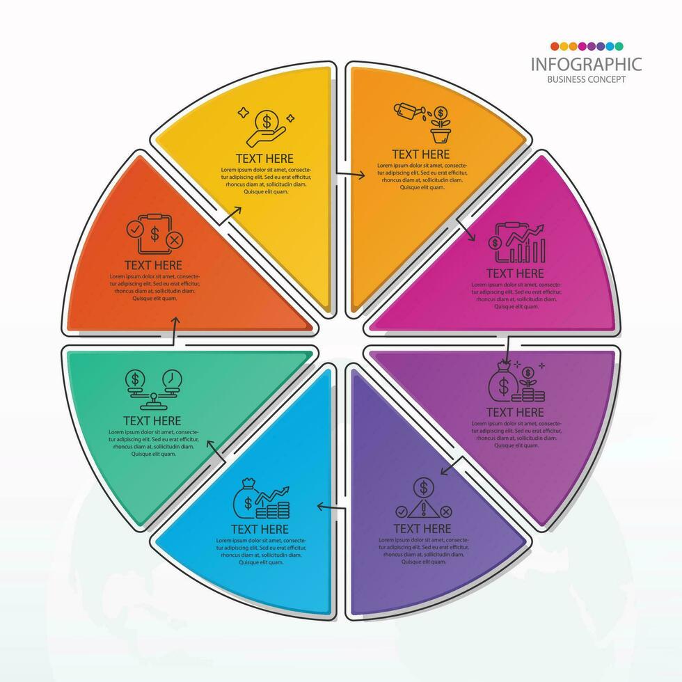 infografía con 8 pasos, procesos u opciones. vector