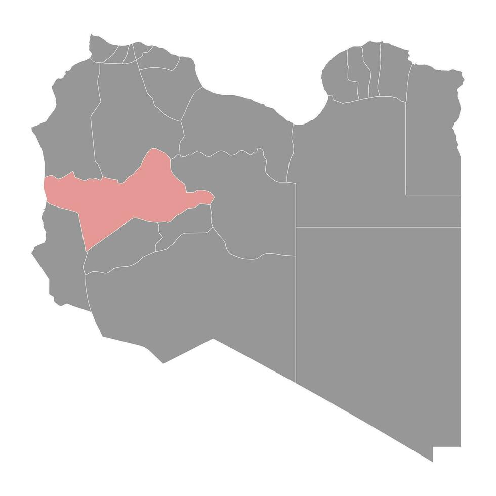 Wadi al Shatii district map, administrative division of Libya. Vector illustration.