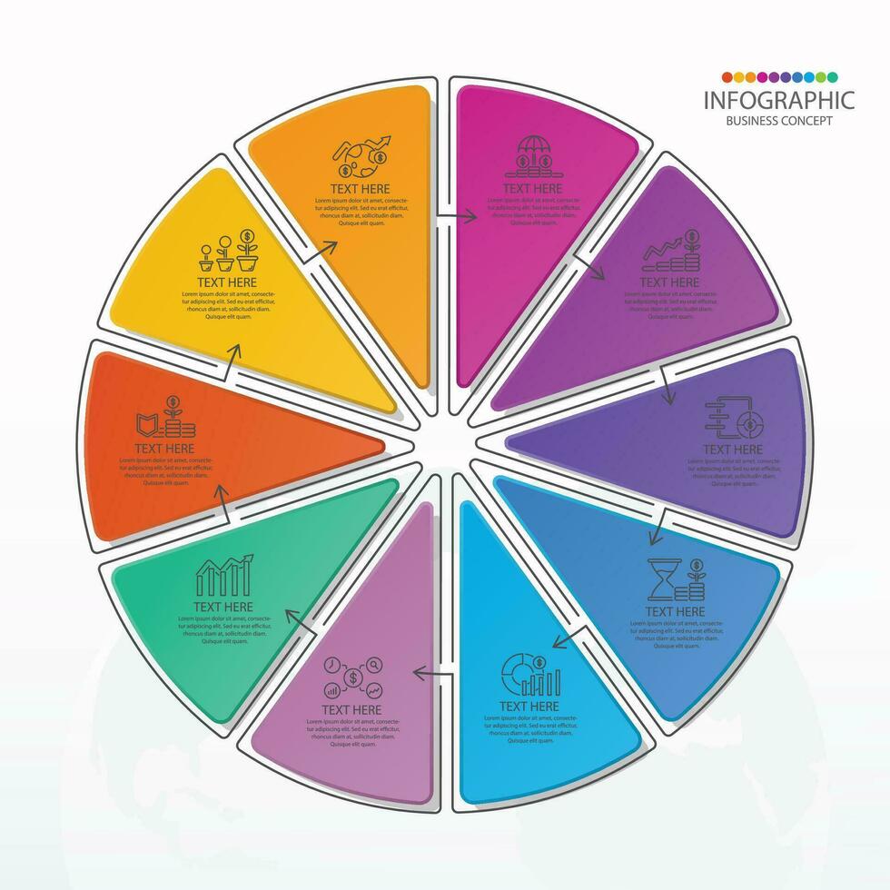 Infographic with 10 steps, process or options. vector