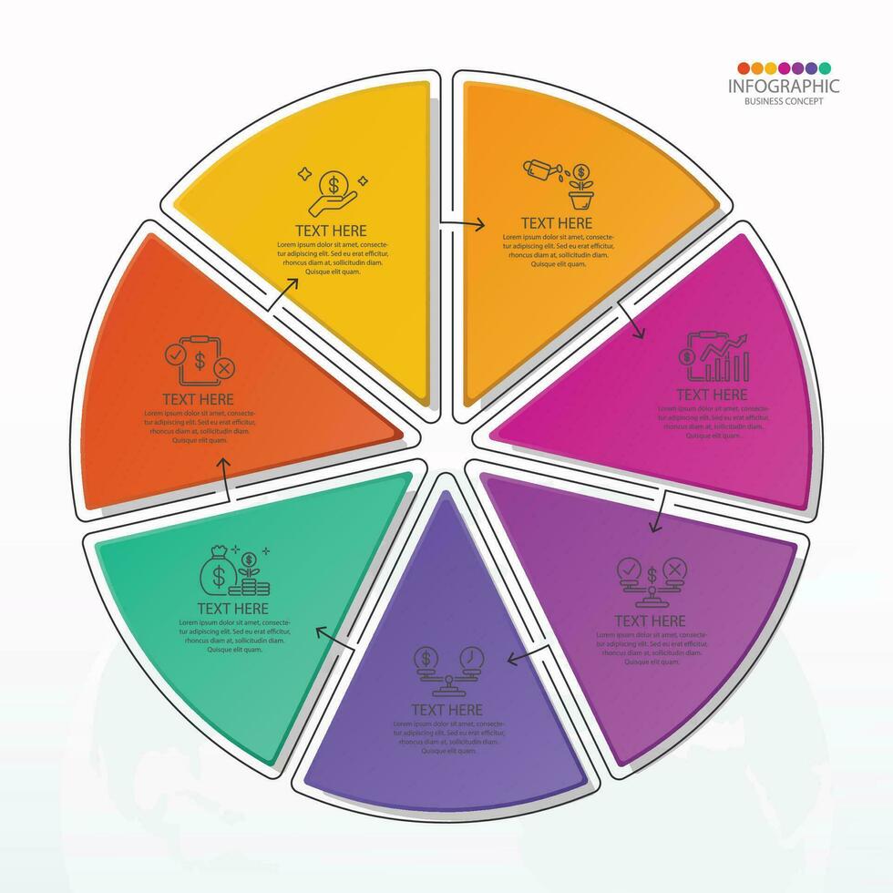 infografía con 7 pasos, procesos u opciones. vector