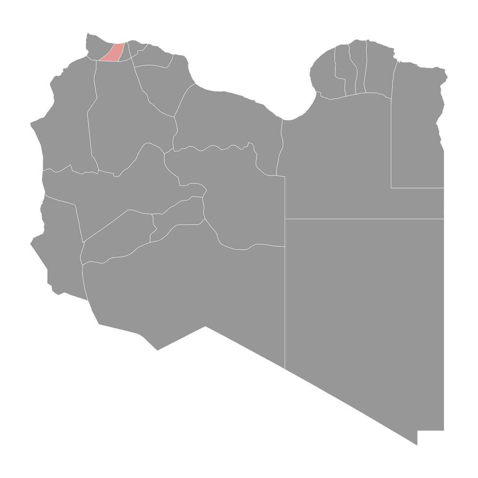 Zawiya district map, administrative division of Libya. Vector illustration.