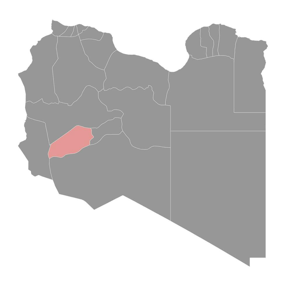Wadi al Hayaa district map, administrative division of Libya. Vector illustration.