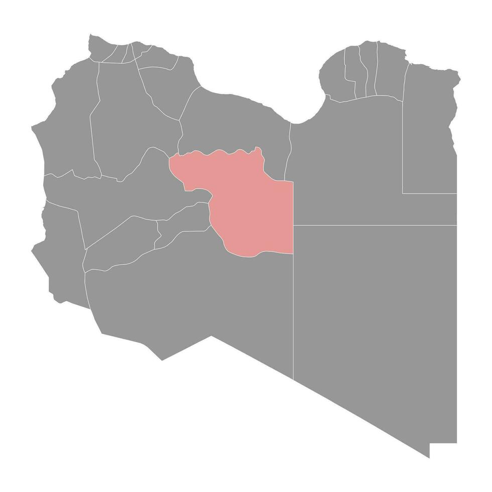 Jufra district map, administrative division of Libya. Vector illustration.
