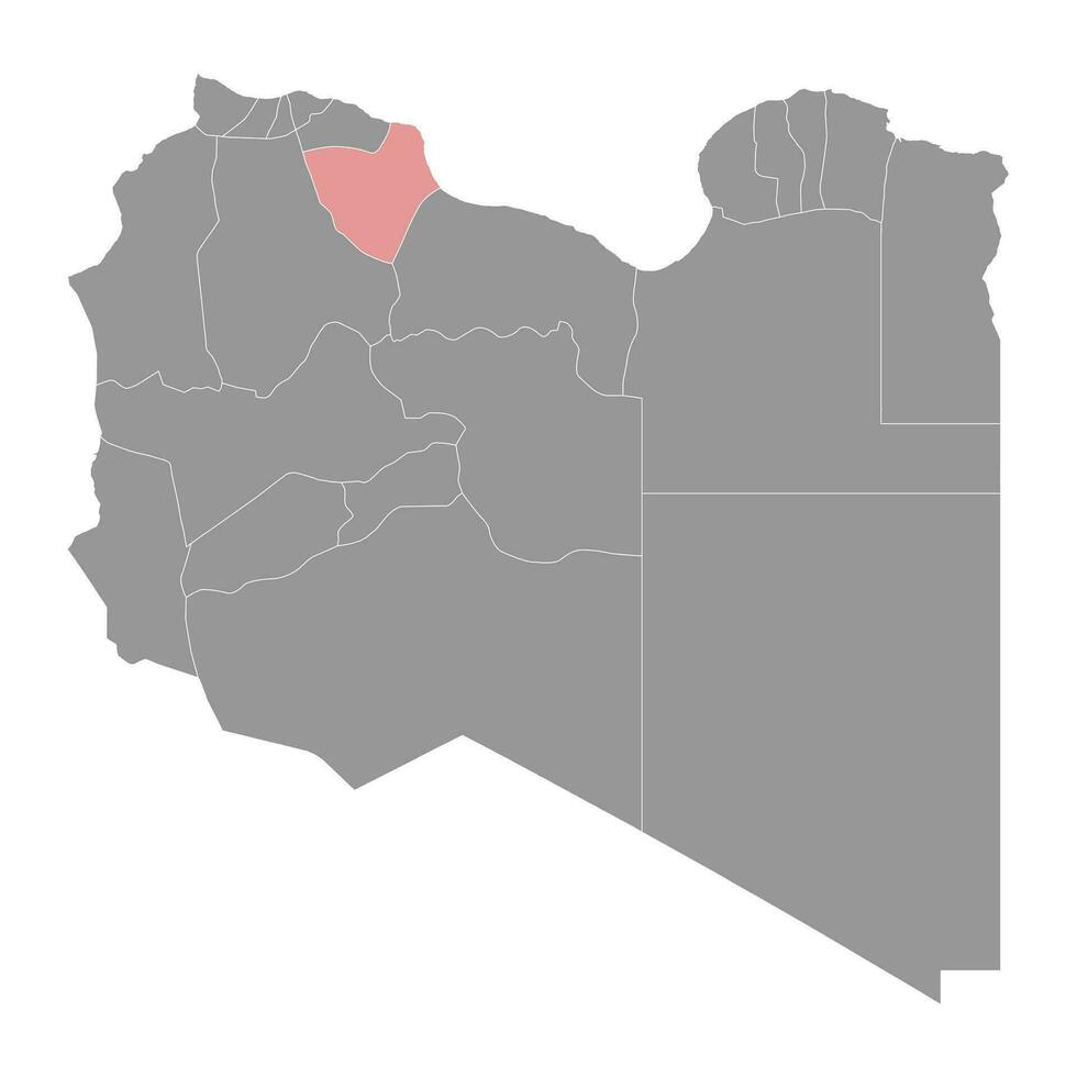 Misrata district map, administrative division of Libya. Vector illustration.