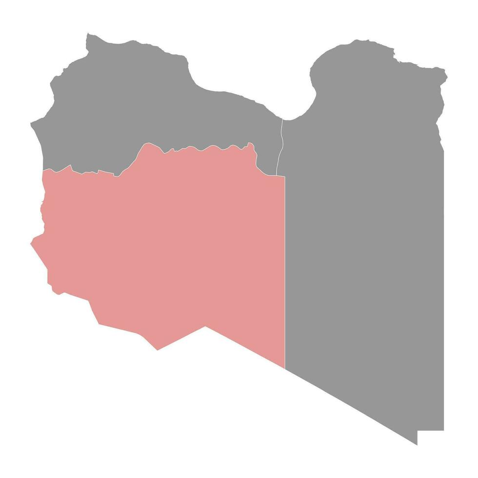 Fezzan region map, administrative division of Libya. Vector illustration.
