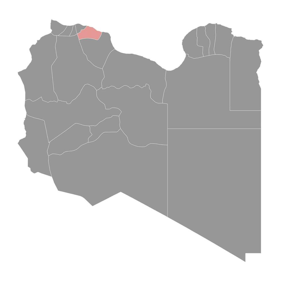 Murqub district map, administrative division of Libya. Vector illustration.