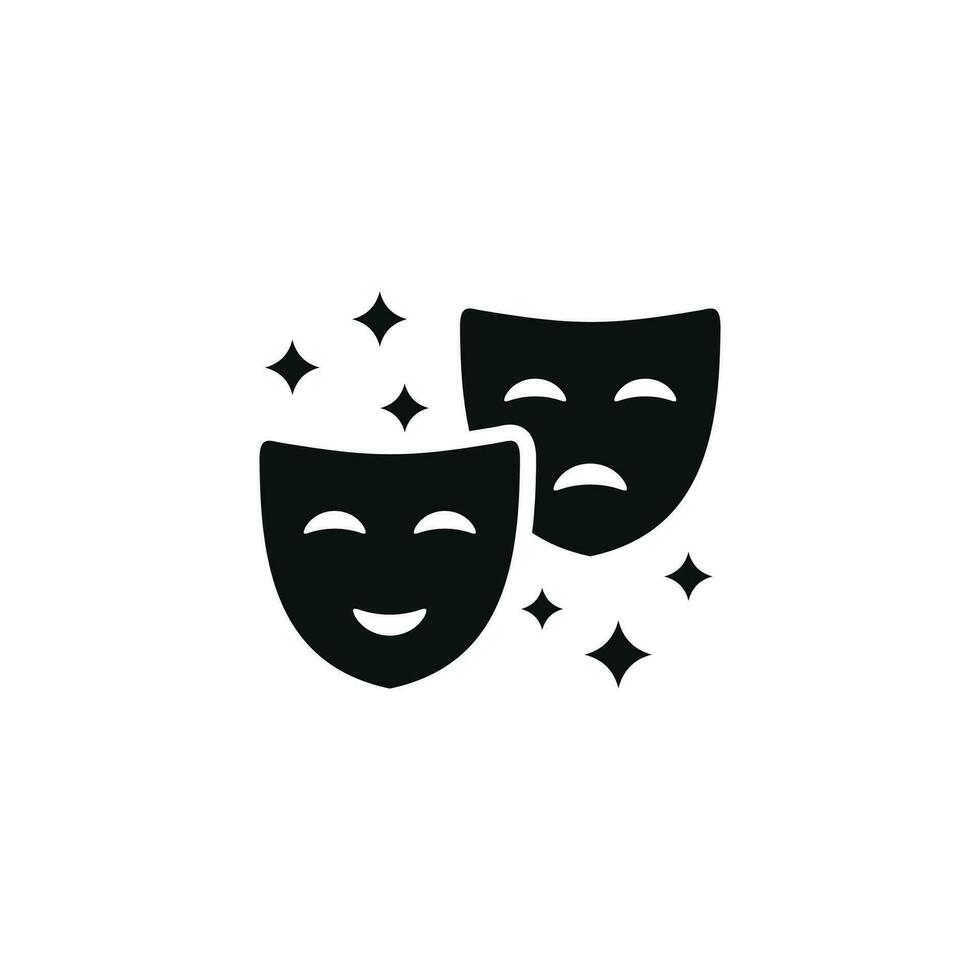 Theater masks icon isolated on white background. Drama comedy and tragedy icon vector