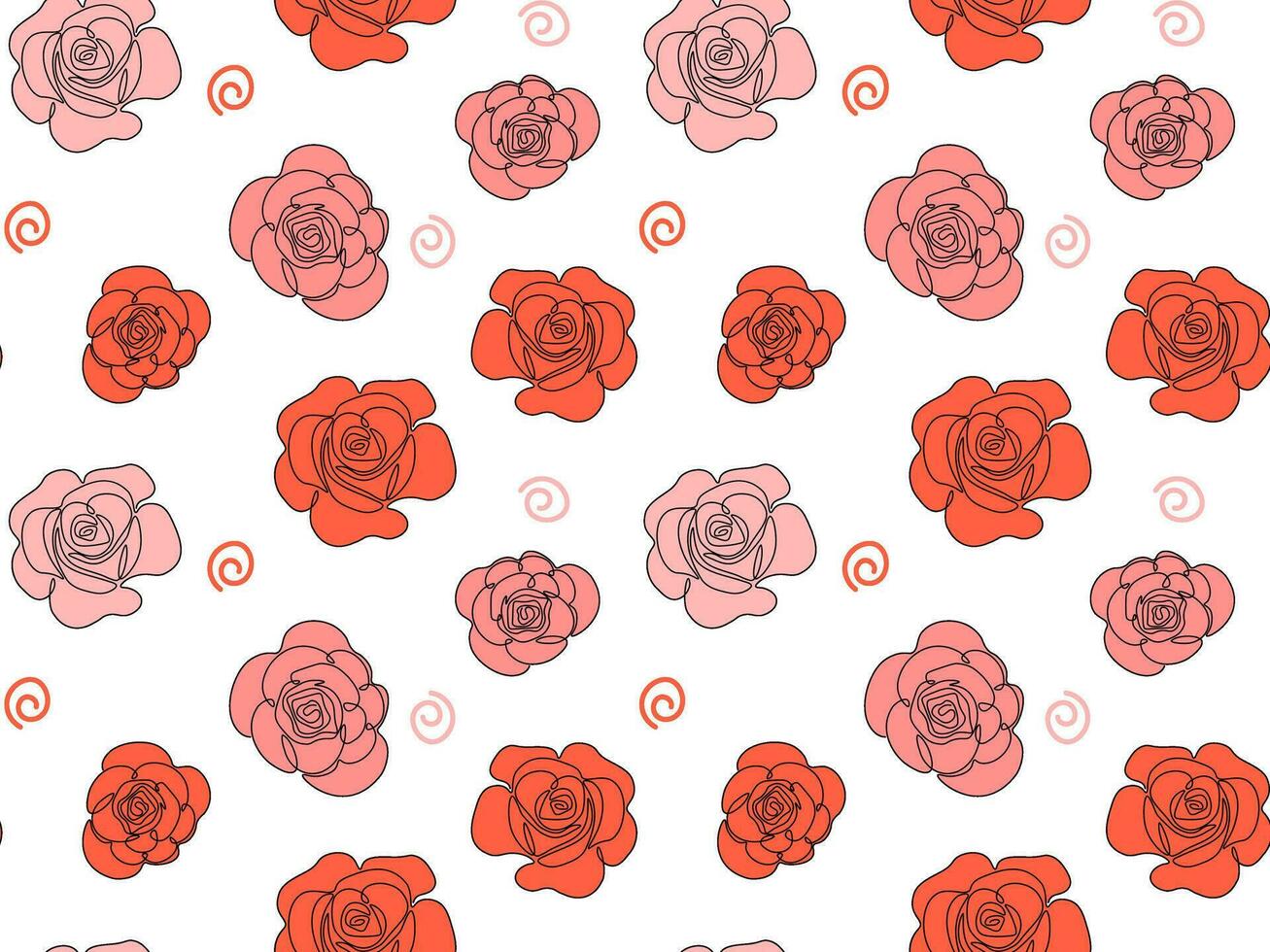 Seamless pattern of red and pink roses vector