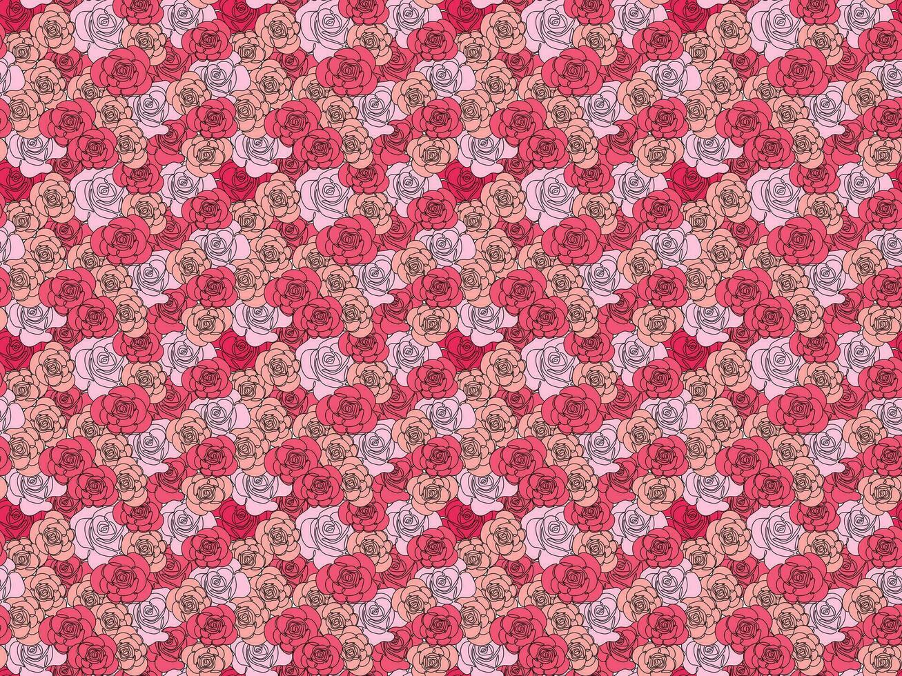 Seamless pattern of pink and red roses vector