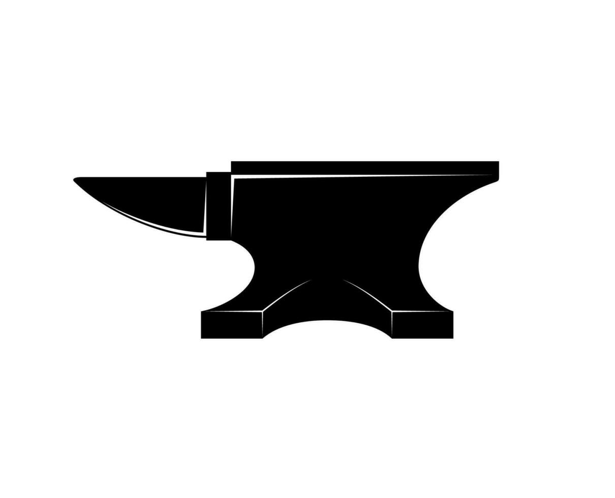 Black iron Anvil icon isolated on white background. Blacksmith anvil tool vector illustration.