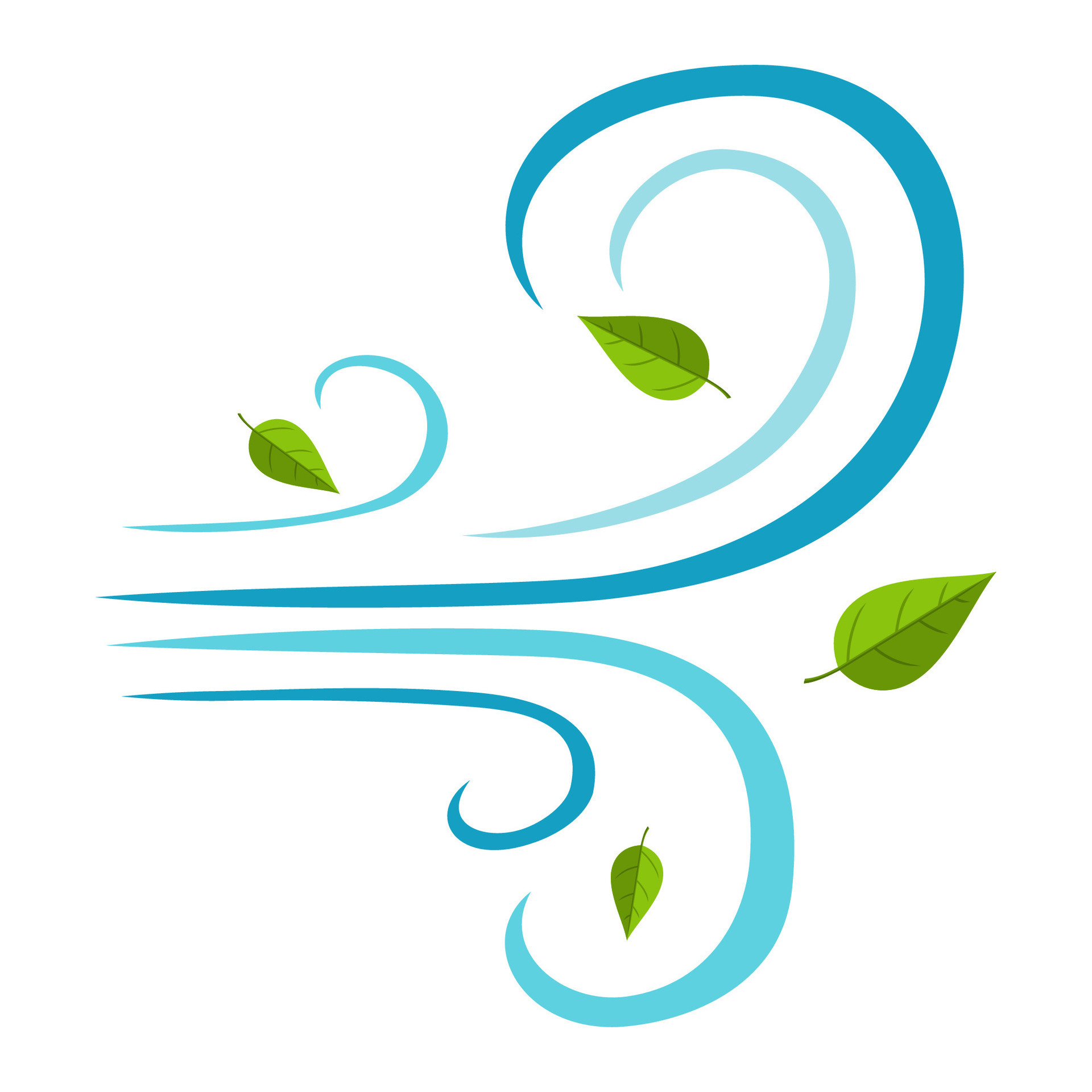 Blowing wind with flying leaves icon isolated on white background ...