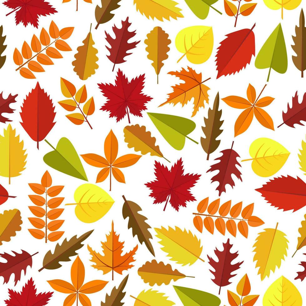 Colorful Autumn leaves seamless pattern background. Season holidays decoration, wrapping paper, textile print, generic fall background etc. Vector illustration