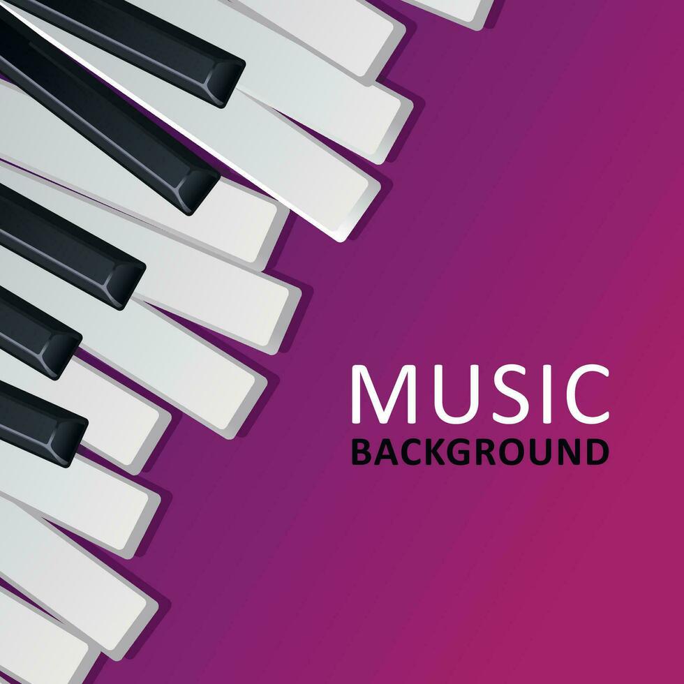 Musical purple background with piano keys and text. Graphic design template can be used for background, backdrop, banner, brochure, leaflet, publication. Music festival poster template. vector