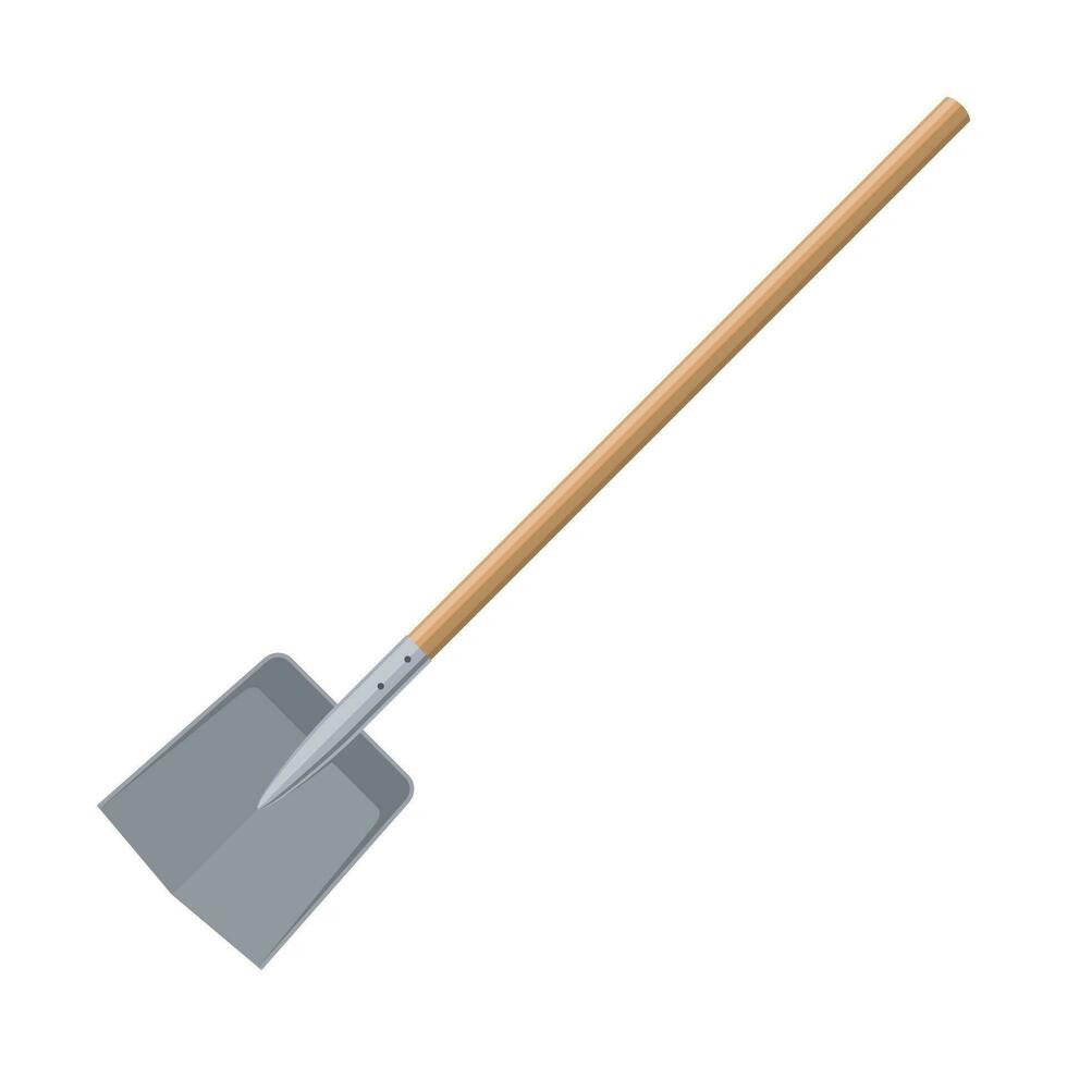 Shovel or spade isolated on white background. Work tool for outdoor activities, digging, gardening. Construction equipment. Vector illustration.