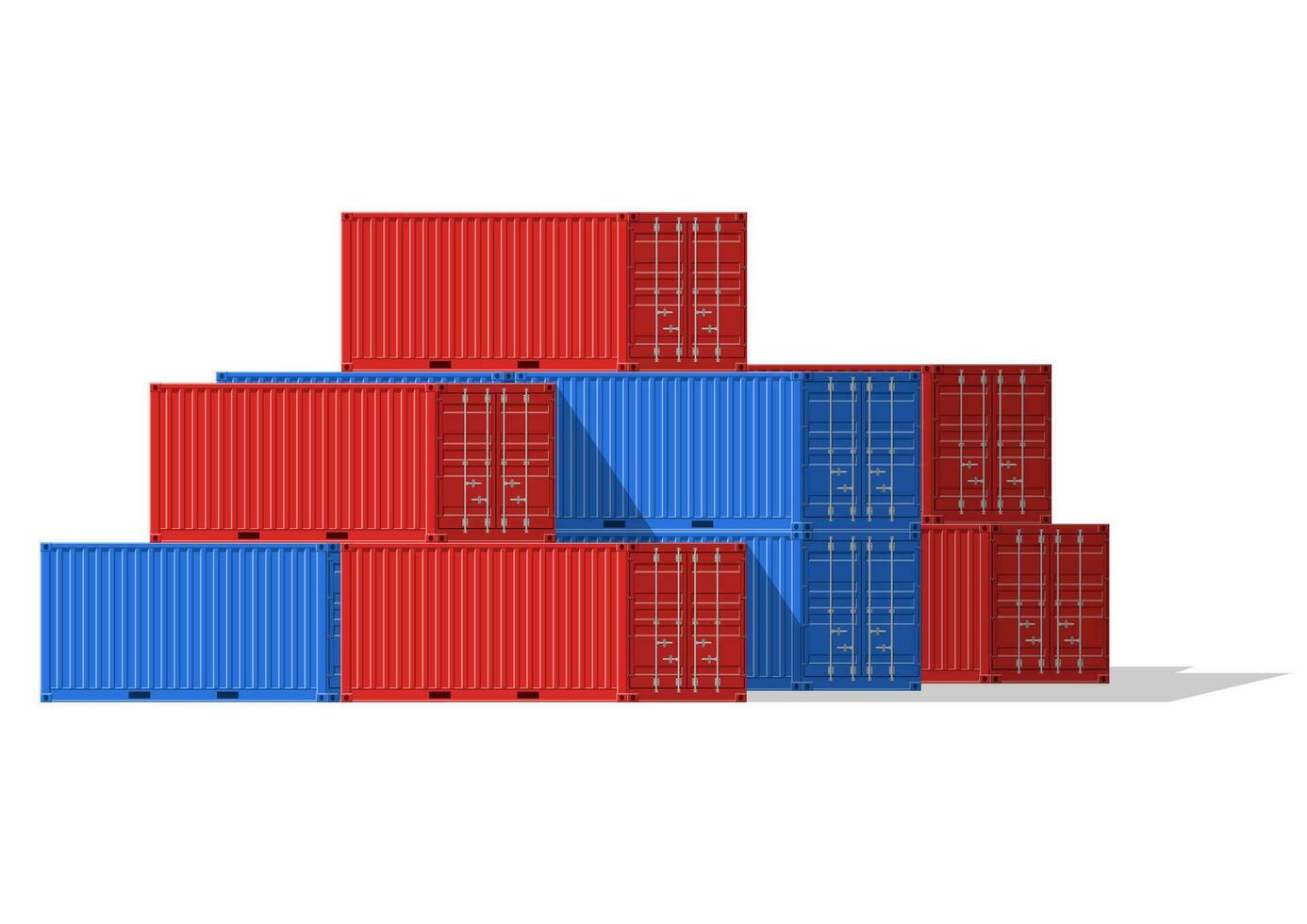 Cargo Containers stack for freight shipping and sea export isolated on white background. Sea Port logistics and transportation Vector Illustration