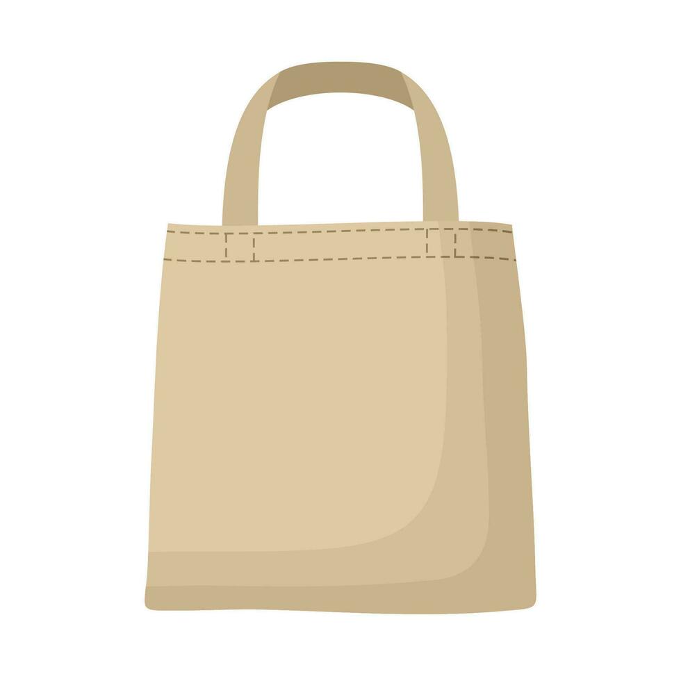 paño eco bolso o algodón bolso aislado en blanco antecedentes. eco bolso marrón vacío plantilla, reducir residuos el plastico. vector ilustración